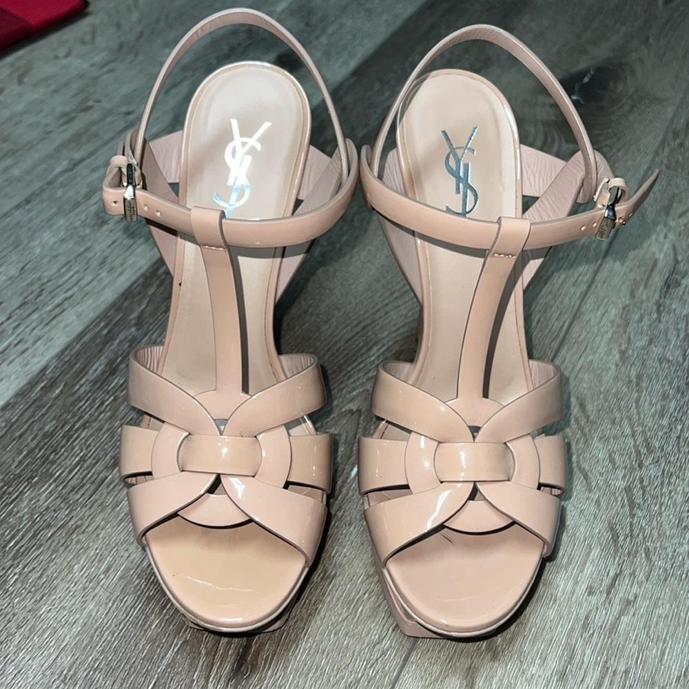 YSL tribute patent leather sandal